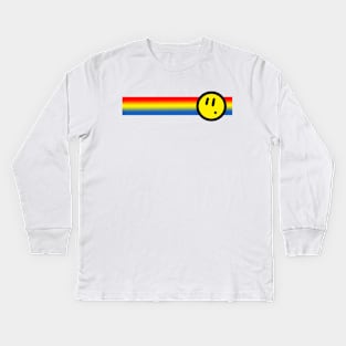 Rainbow Stripe Smiley Kids Long Sleeve T-Shirt